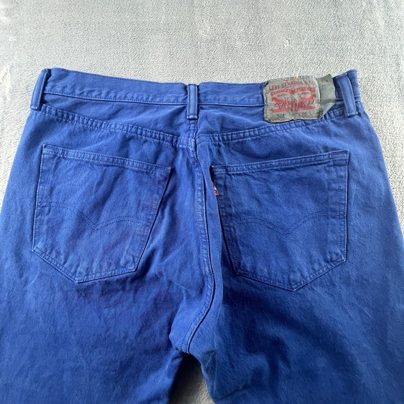 Levi's 501 Men's Jeans Blue Button-Fly 36W 34" Regular‎ Straight Pockets - Picture 9 of 10